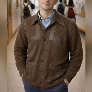 Richman Brothers Wool Blazer Cardigan Jacket 70s Patchwork Classic Academia